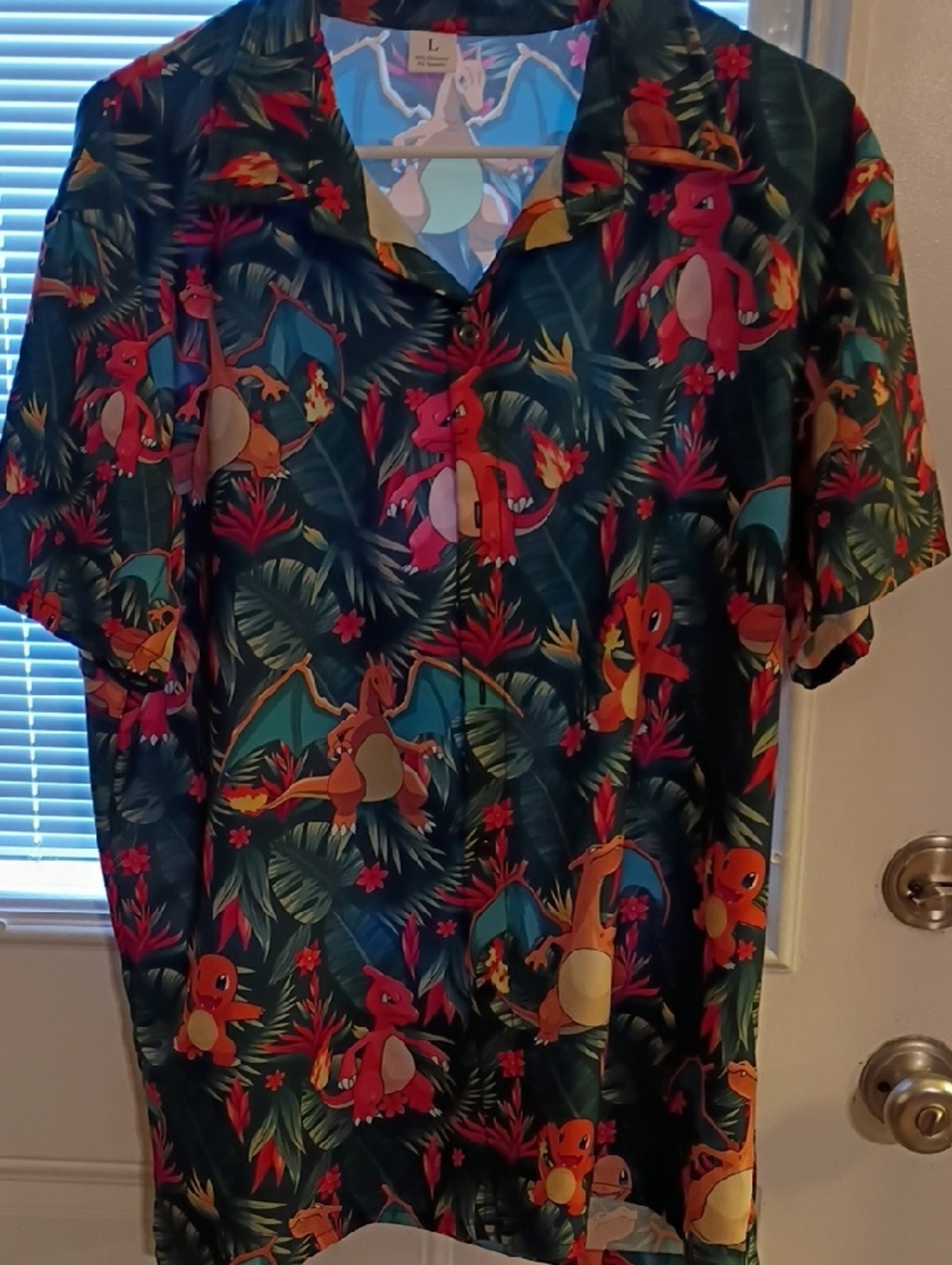 Unlisted Men's Tropical Dragon Print Button-Down Shirt - Green, Red, Orange